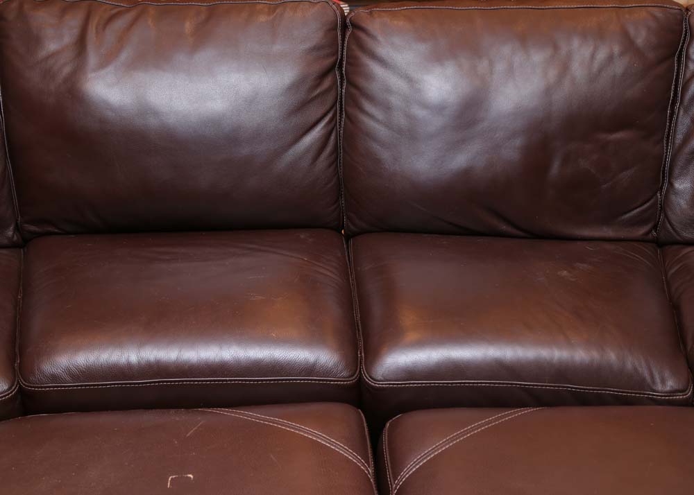 Bassett Leather Sectional Couch and Ottomans