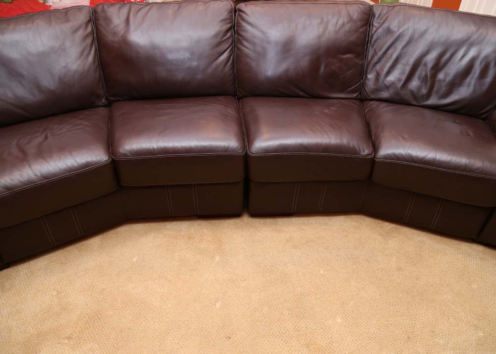 Bassett Leather Sectional Couch and Ottomans