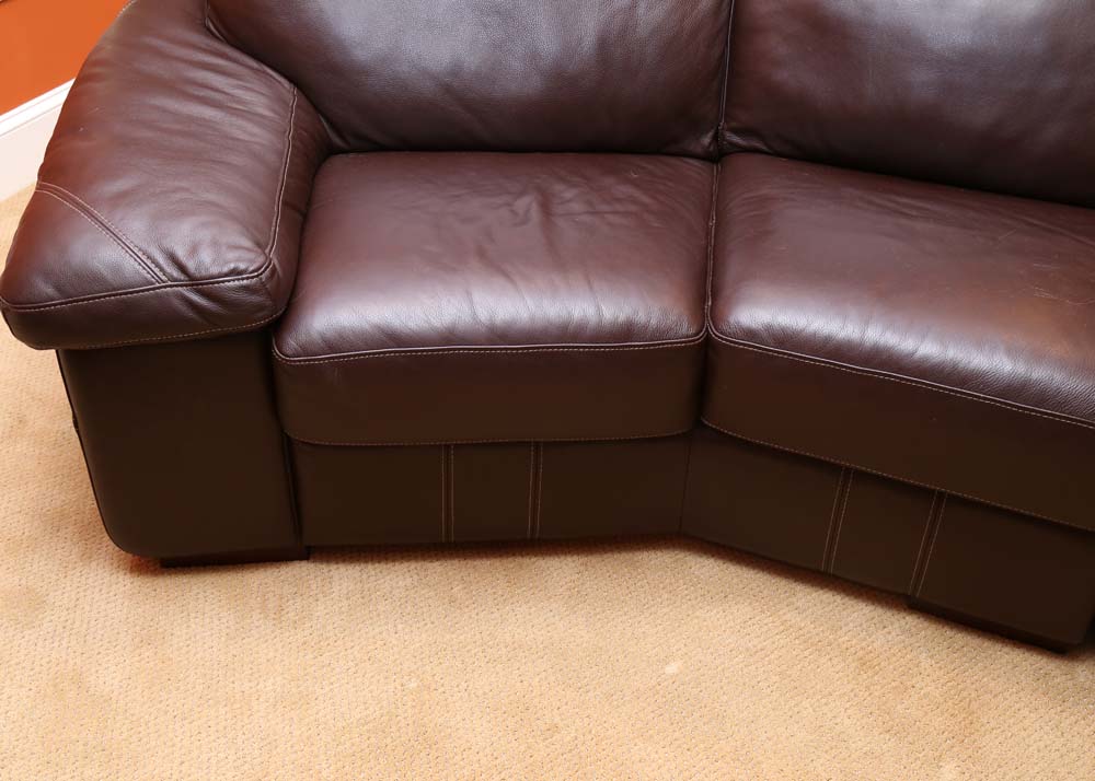 Bassett Leather Sectional Couch and Ottomans
