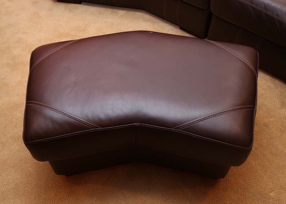 Bassett Leather Sectional Couch and Ottomans