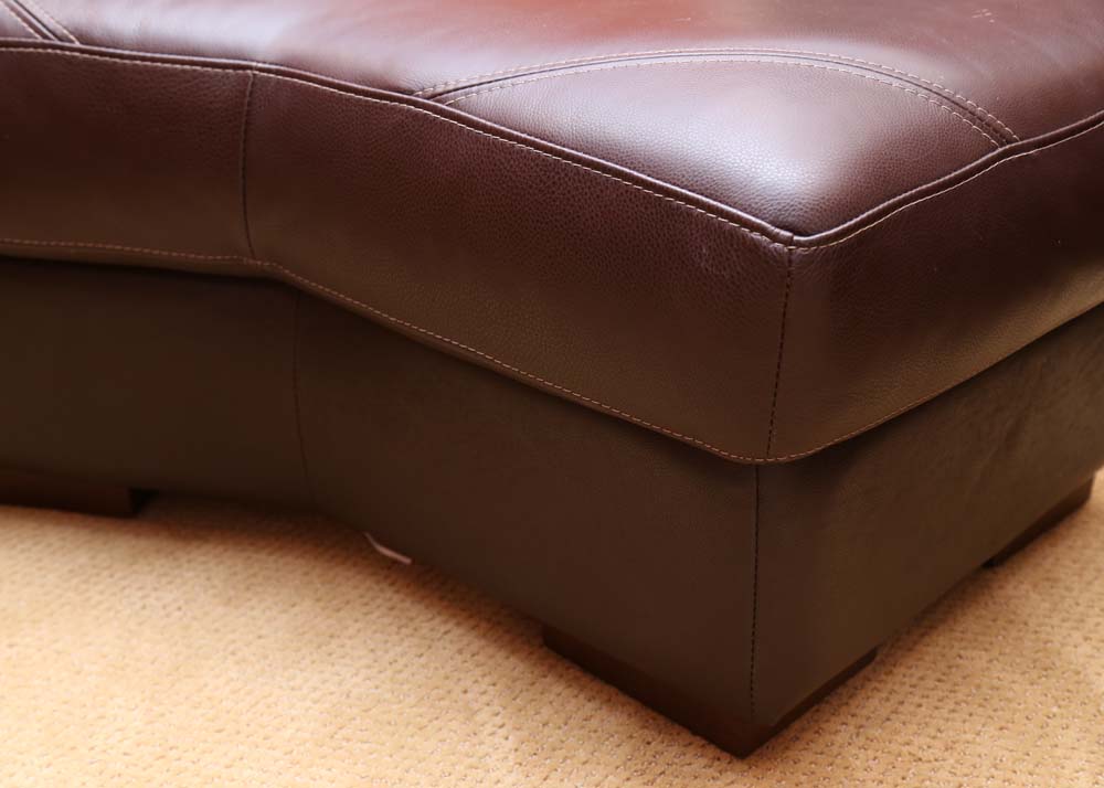 Bassett Leather Sectional Couch and Ottomans