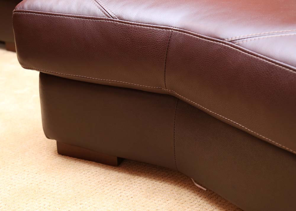 Bassett Leather Sectional Couch and Ottomans