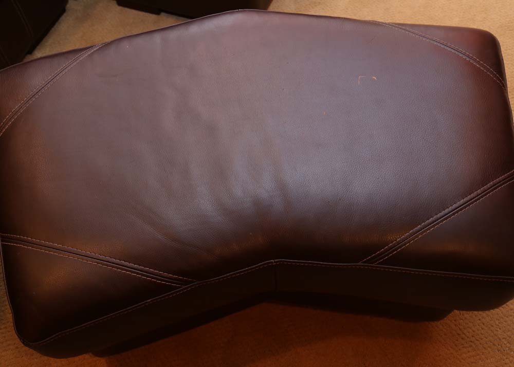 Bassett Leather Sectional Couch and Ottomans