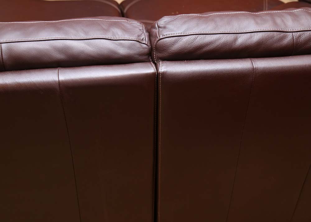 Bassett Leather Sectional Couch and Ottomans
