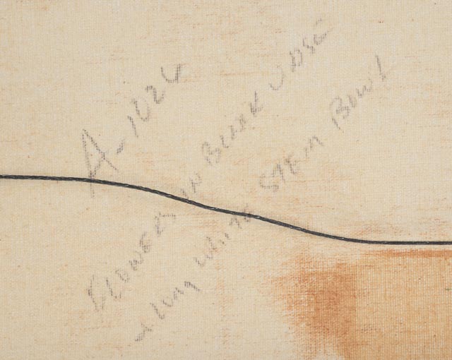 P. Gillet Mixed Media Painting "Flowers in Black Vase and Long White Stem Bowl"