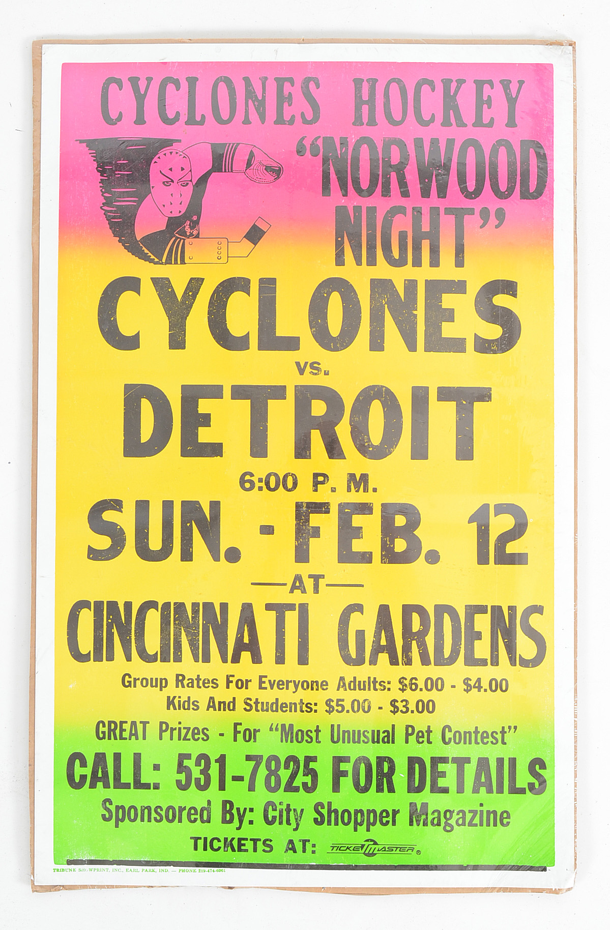 Vintage Cincinnati Cyclones Poster And Signed Pennant