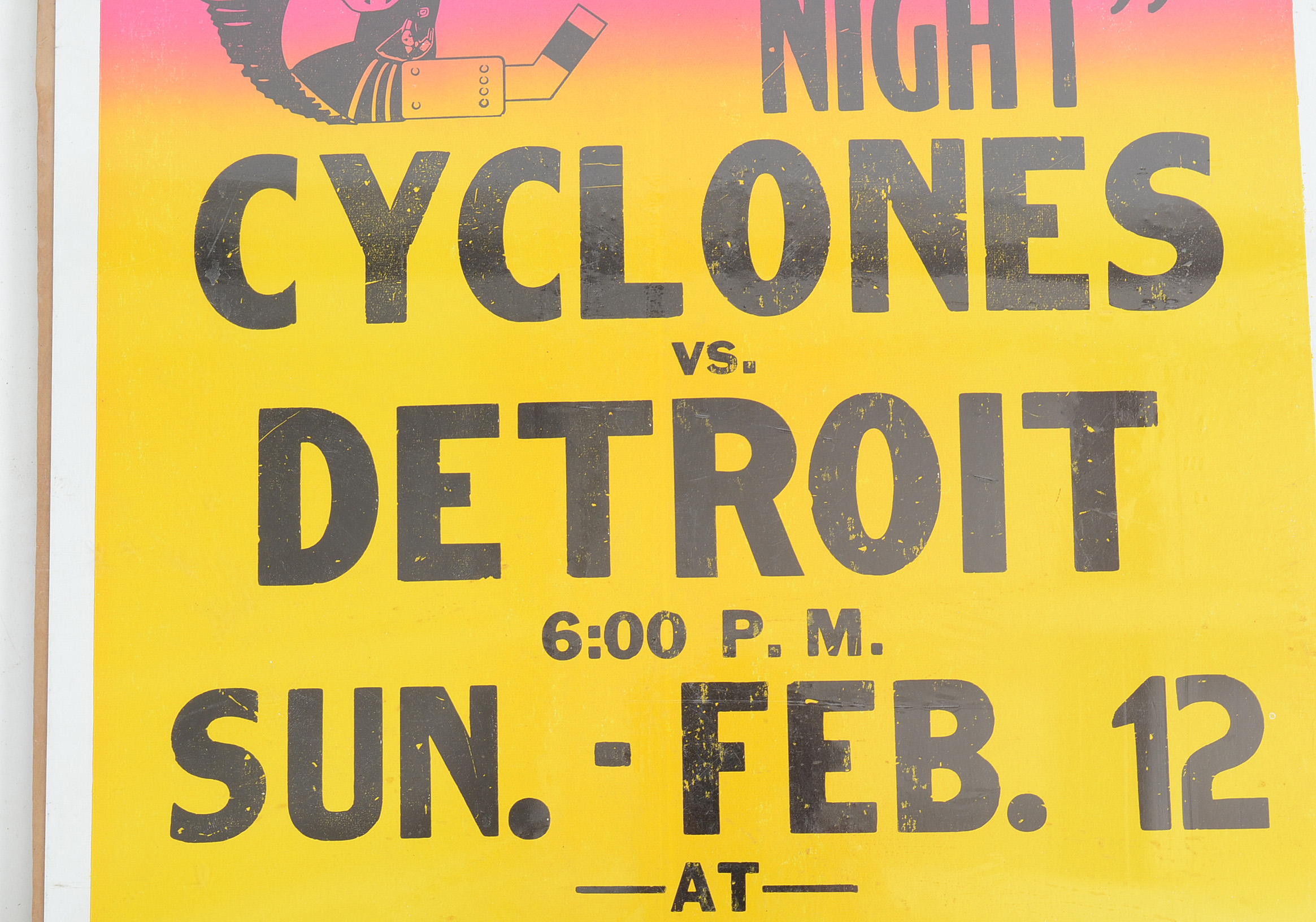 Vintage Cincinnati Cyclones Poster And Signed Pennant