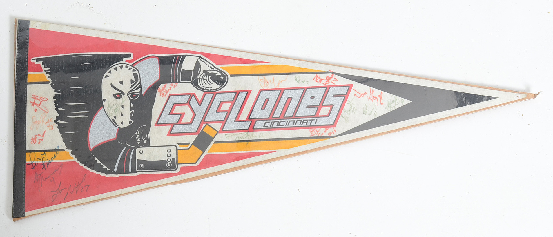 Vintage Cincinnati Cyclones Poster And Signed Pennant