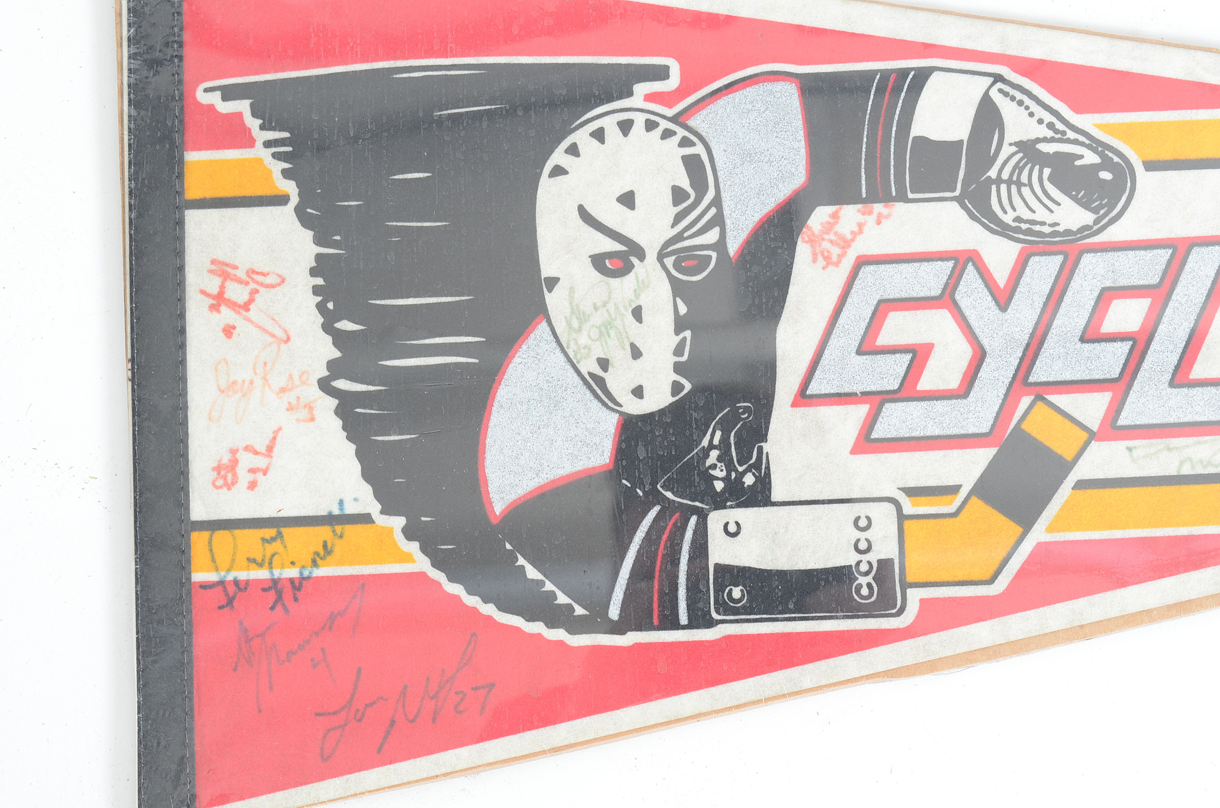 Vintage Cincinnati Cyclones Poster And Signed Pennant