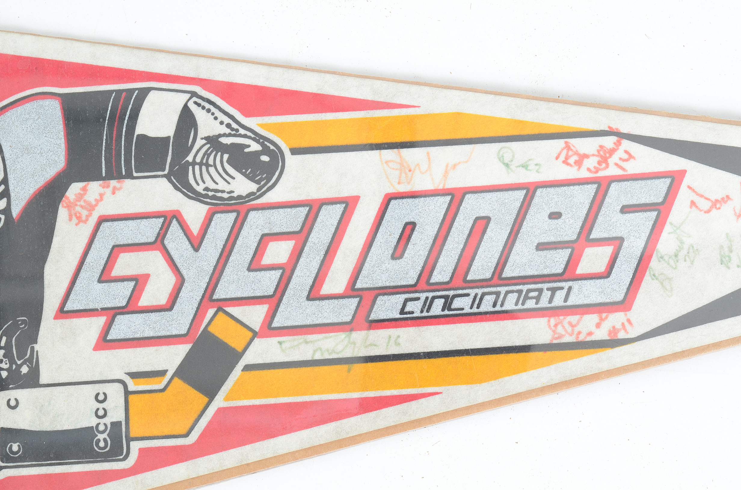 Vintage Cincinnati Cyclones Poster And Signed Pennant