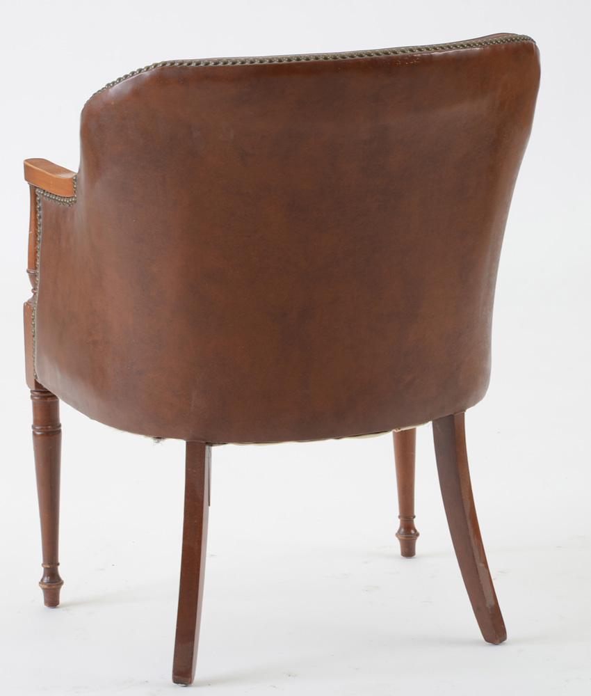 Pair of Sheraton Style Leather Tub Chairs