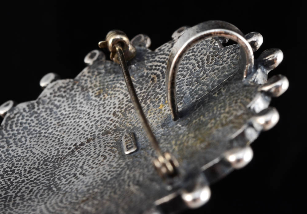 Southwestern Zuni Sterling and Inlaid Sun Face Medallion Pin/Pendant