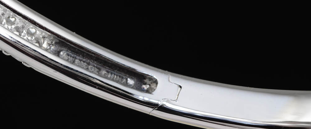 Two Sterling Silver and Cubic Zirconium Hinged Bangles