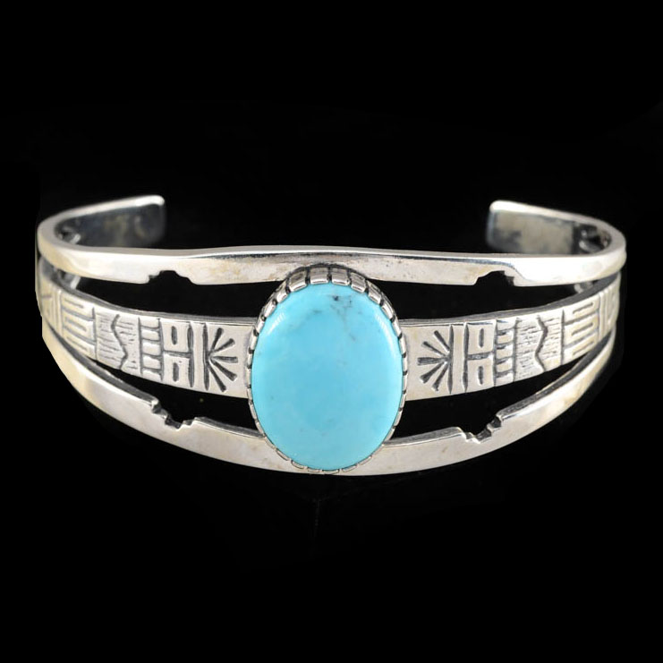 Carolyn Pollack Southwestern Sterling Silver and Turquoise Cuff