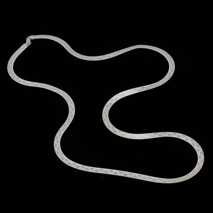 Milor Sterling Silver Reversible Herringbone Chain Necklace