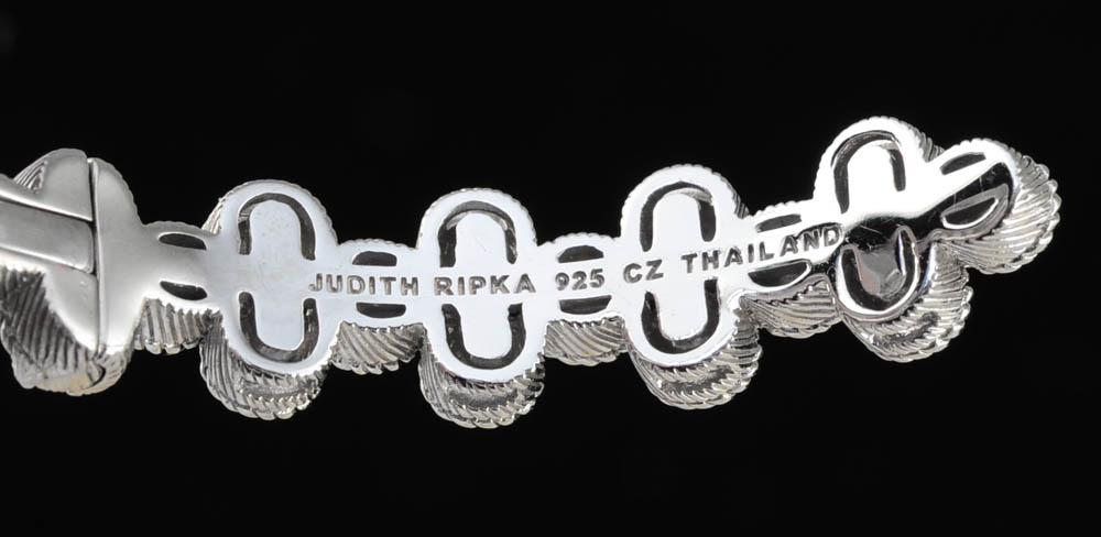 Judith Ripka Sterling Silver and Cubic Zirconium Pierced Earrings and Cuff