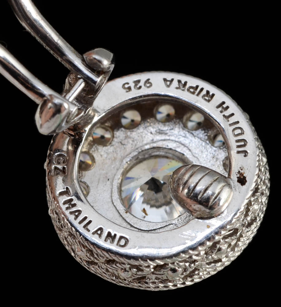 Judith Ripka Sterling Silver and Cubic Zirconium Pierced Earrings and Cuff