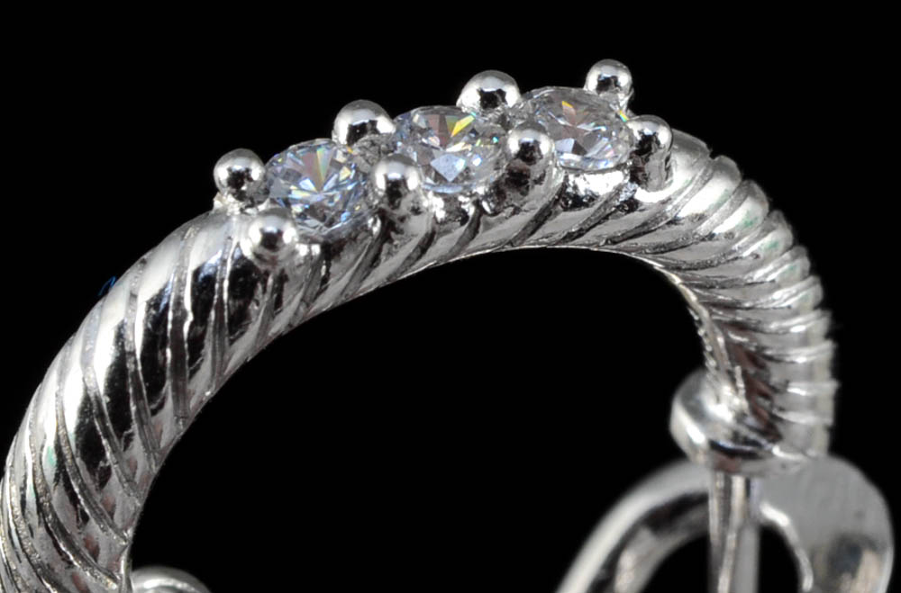 Judith Ripka Sterling Silver and Pink Cubic Zirconium Interchangeable Hoop Earrings