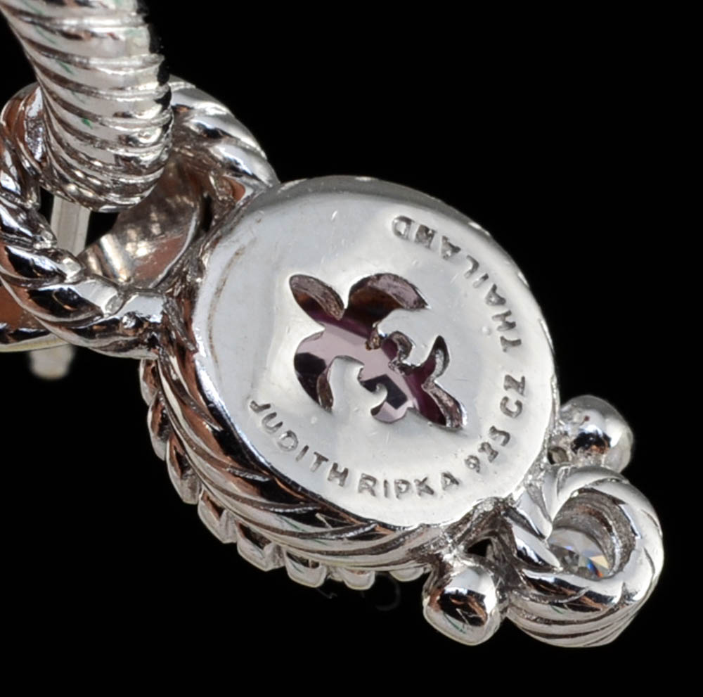 Judith Ripka Sterling Silver and Pink Cubic Zirconium Interchangeable Hoop Earrings