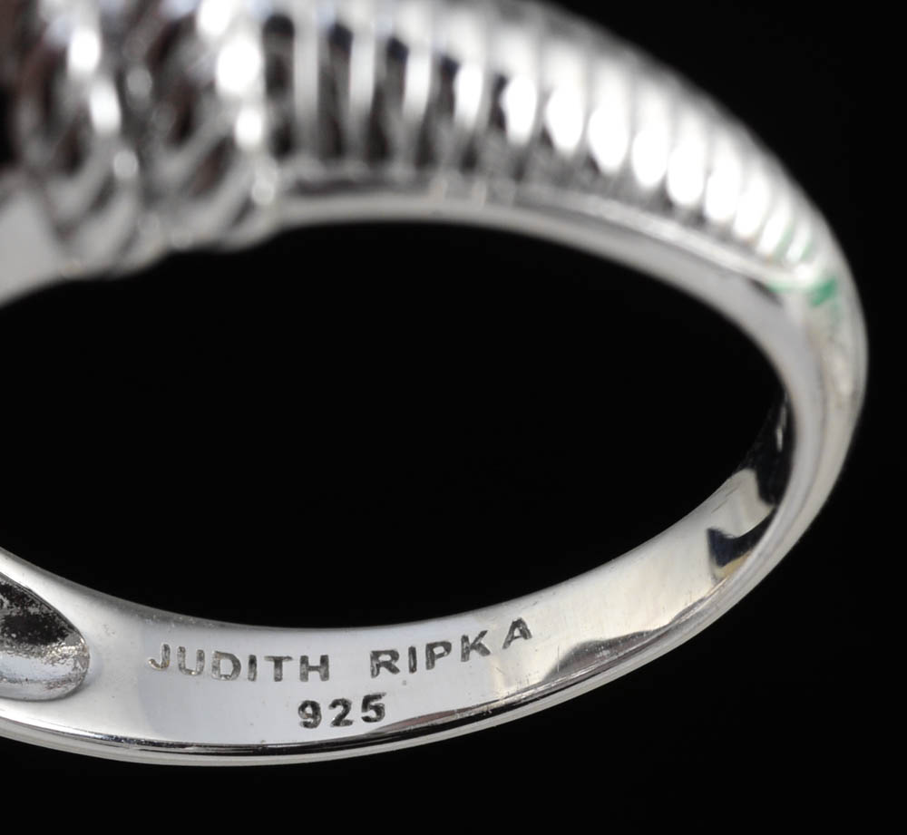 Judith Ripka Designer Sterling Silver and Black Onyx Ring