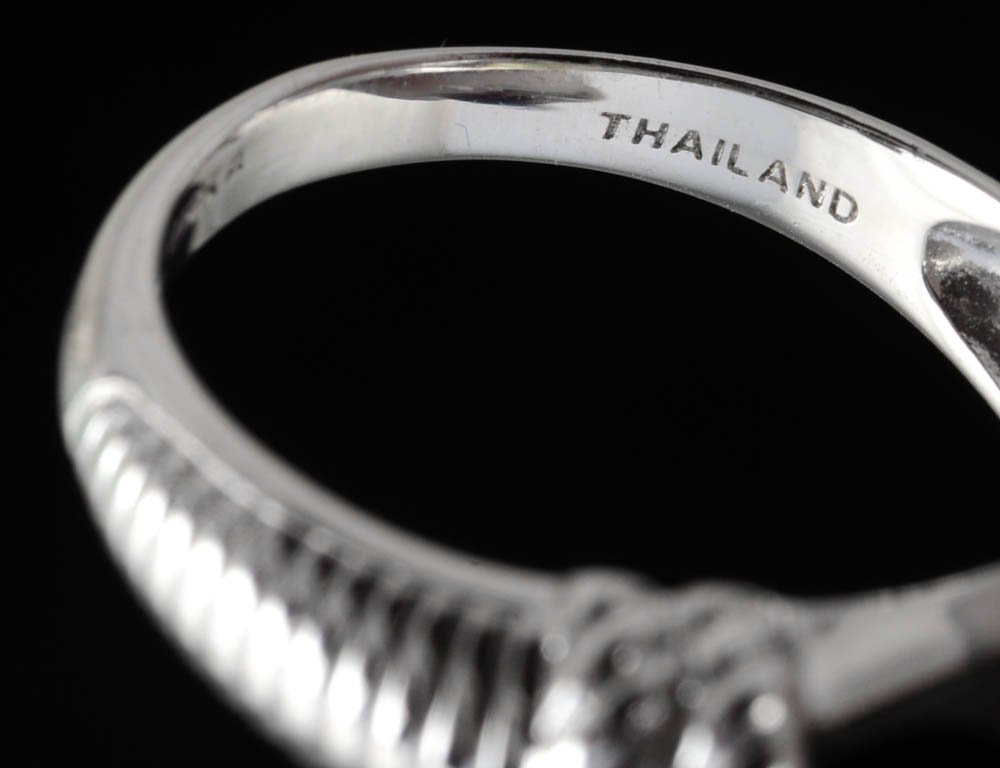 Judith Ripka Designer Sterling Silver and Black Onyx Ring