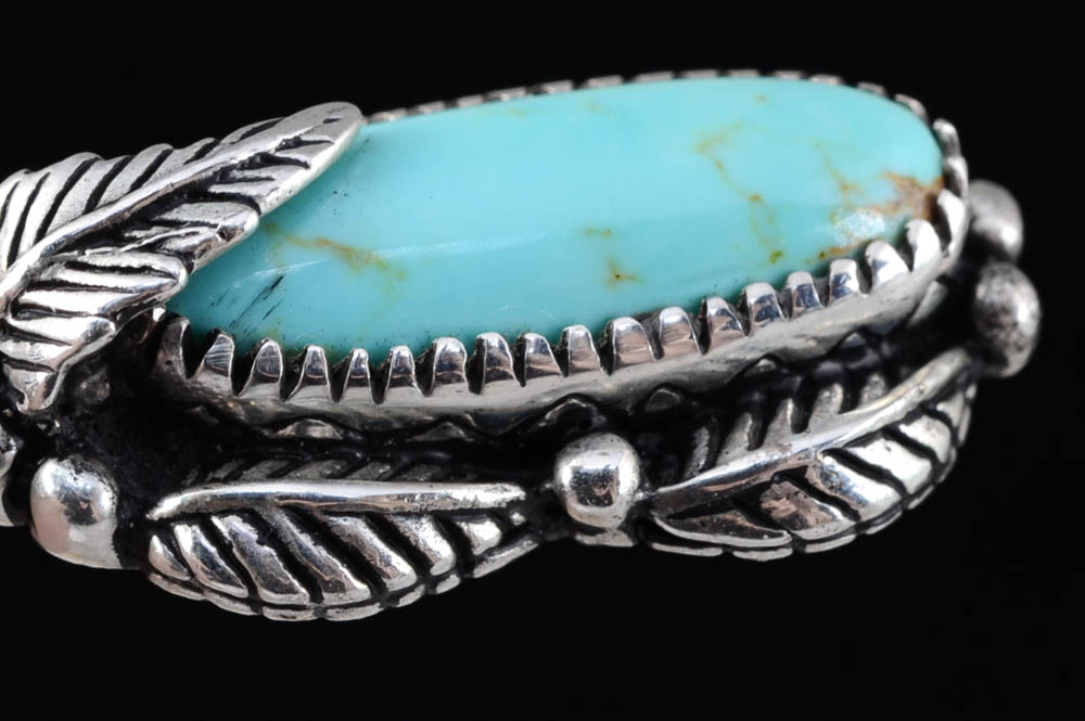 Southwestern Sterling Silver and Turquoise Pendant and Carolyn Pollack Liquid Silver Multi-Strand Necklace