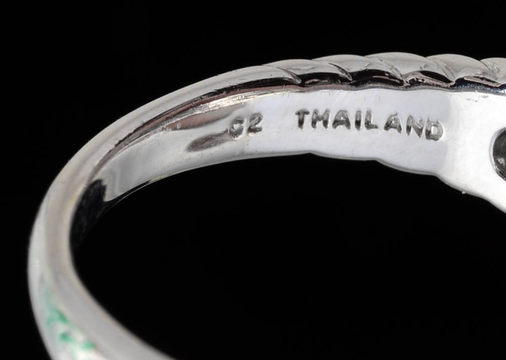 Pair of Judith Ripka Sterling Silver and Cubic Zirconium Pierced Dangle Earrings and Heart Shape Ring