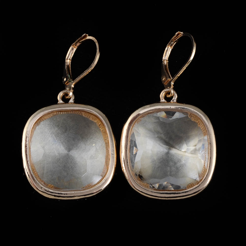 Dangle Earrings With Clear Faceted Stones