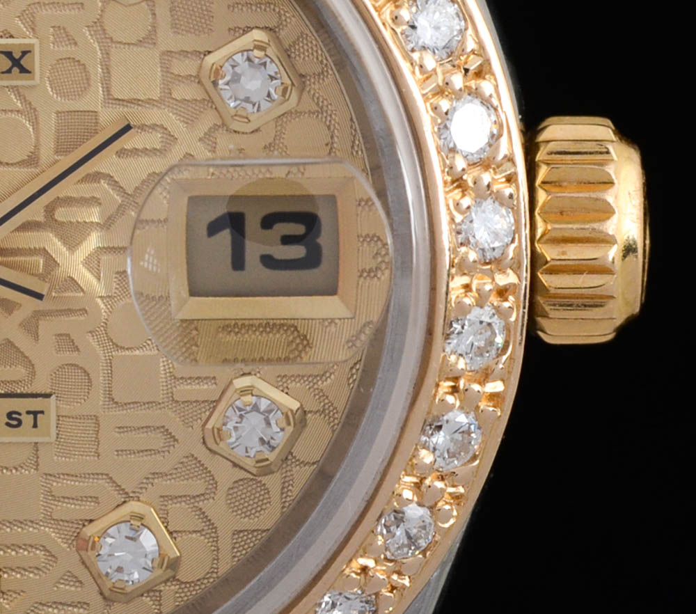 Women's Rolex Datejust Stainless Steel and 18K Yellow Gold Diamond Dial and Bezel Automatic Watch