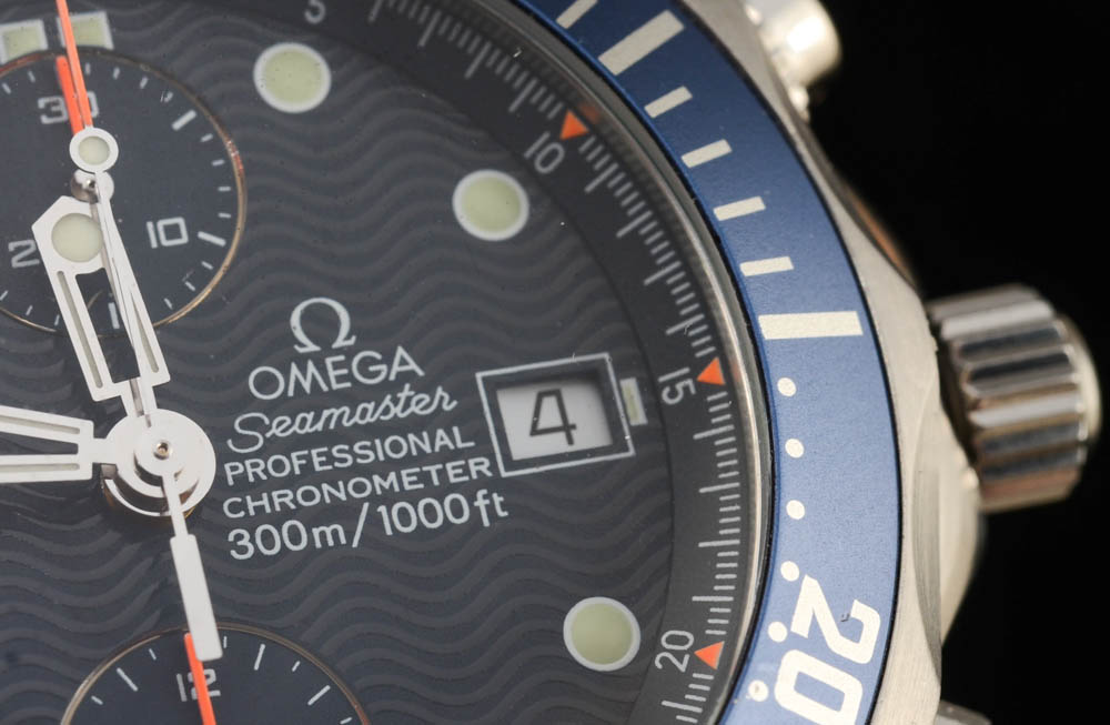 Men's Omega Seamaster Professional Chronograph Diver Blue Wave Automatic Stainless Steel Watch
