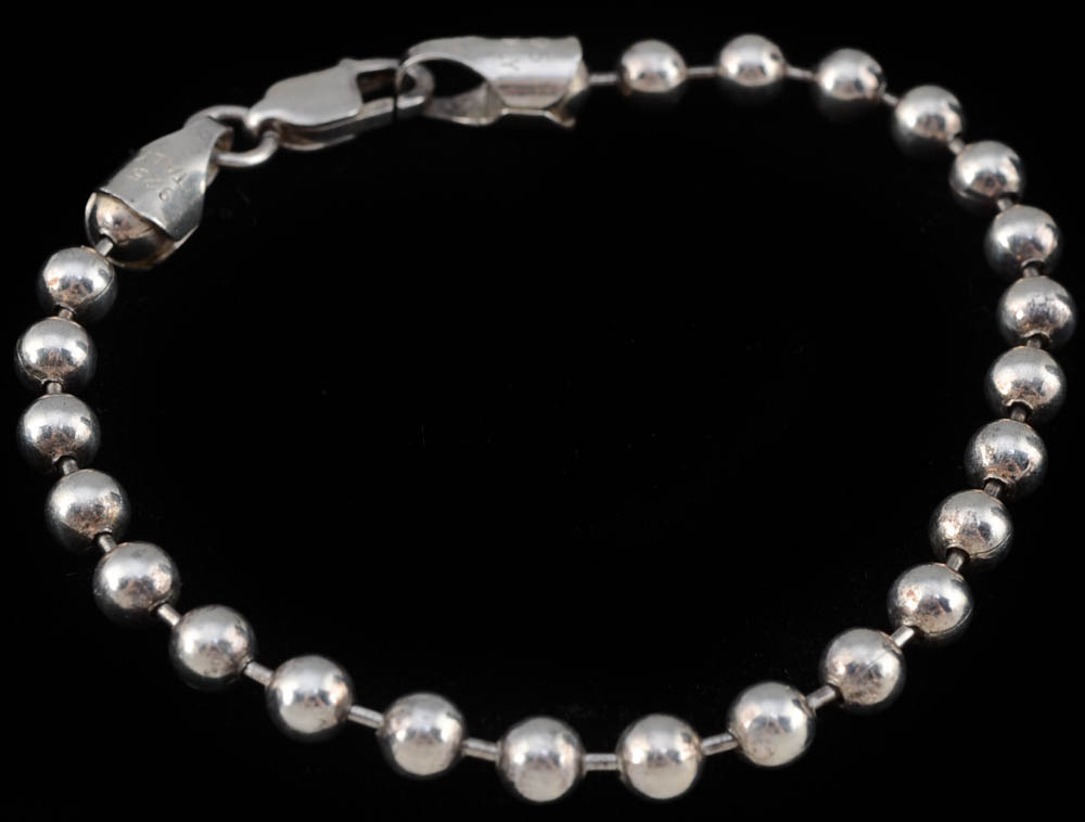 Silpada Designs Sterling Silver Ball Bead Link Chain Necklace and Bracelet Set