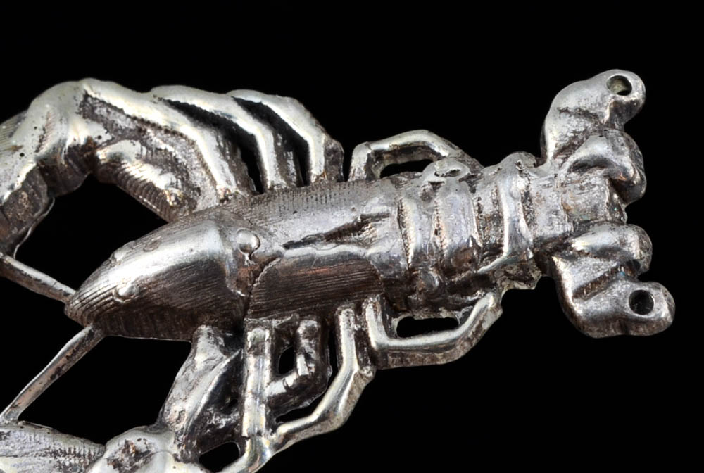 Pair of Chris Young Artisan Made Sterling Silver Openwork Lobster Dangle Earrings