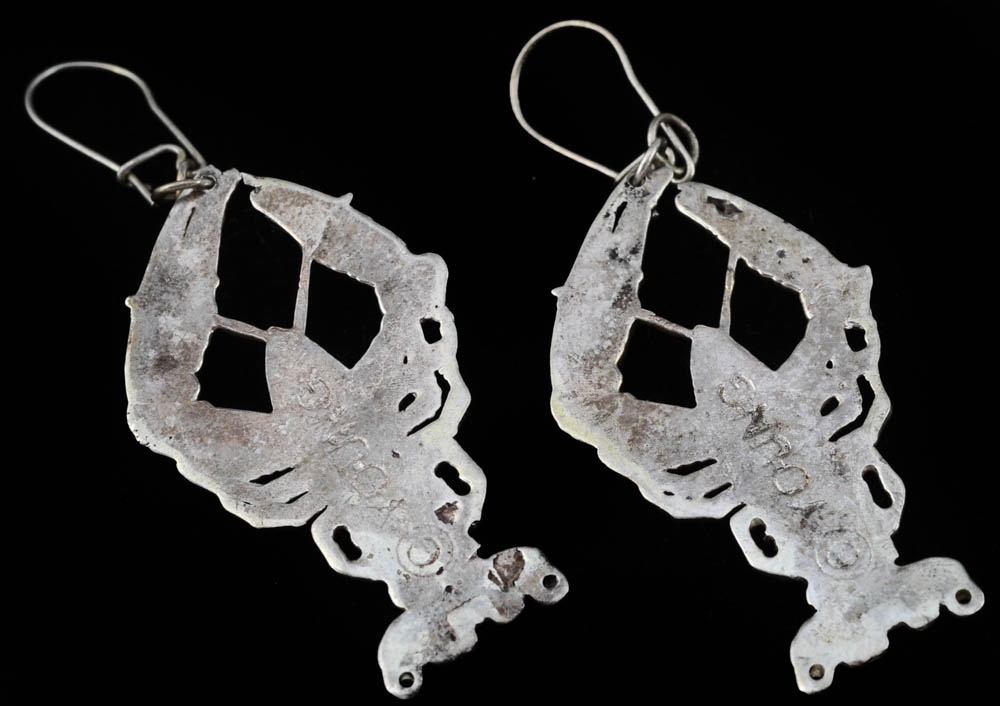 Pair of Chris Young Artisan Made Sterling Silver Openwork Lobster Dangle Earrings