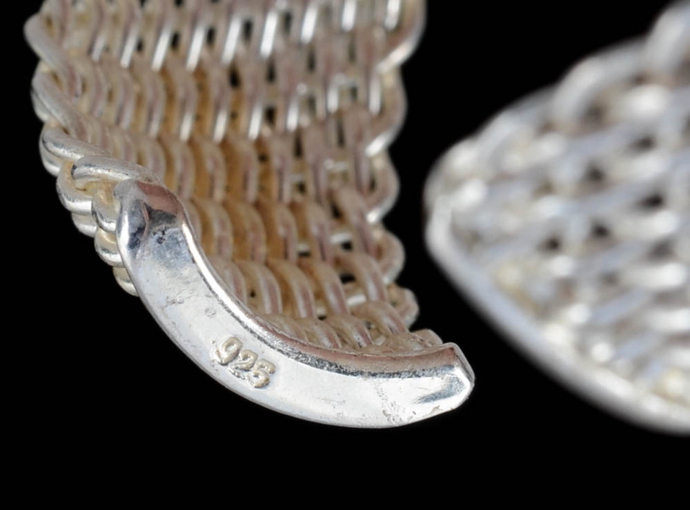 Sterling Silver Mesh Weave Openwork Cuff