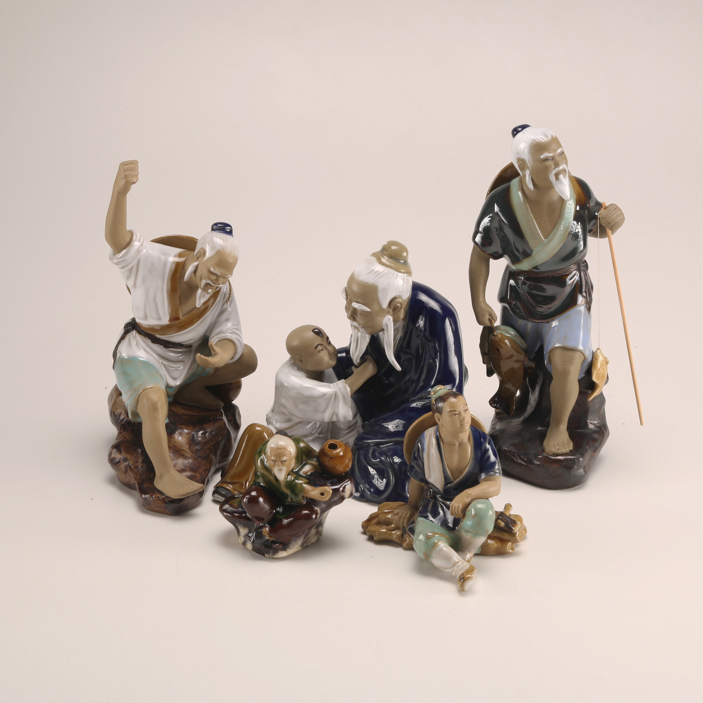 Grouping of Chinese Shiwan Ware Ceramic Figurines