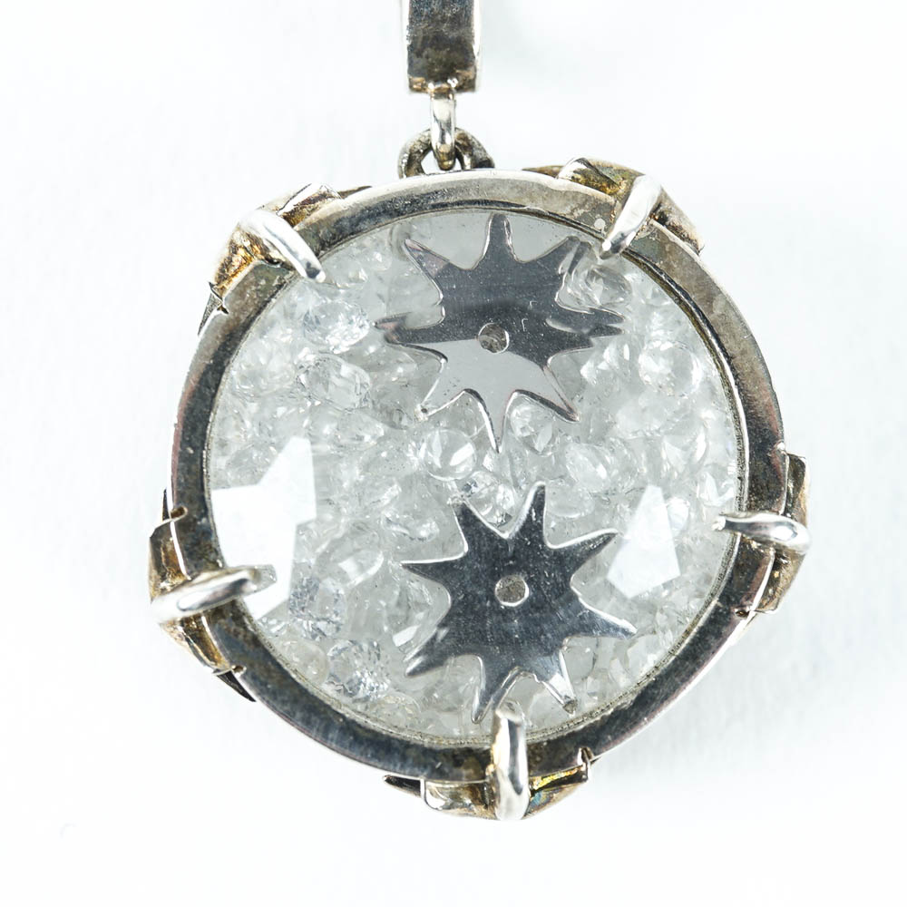 Sterling SIlver Starburst Pendant Necklace with Crystals