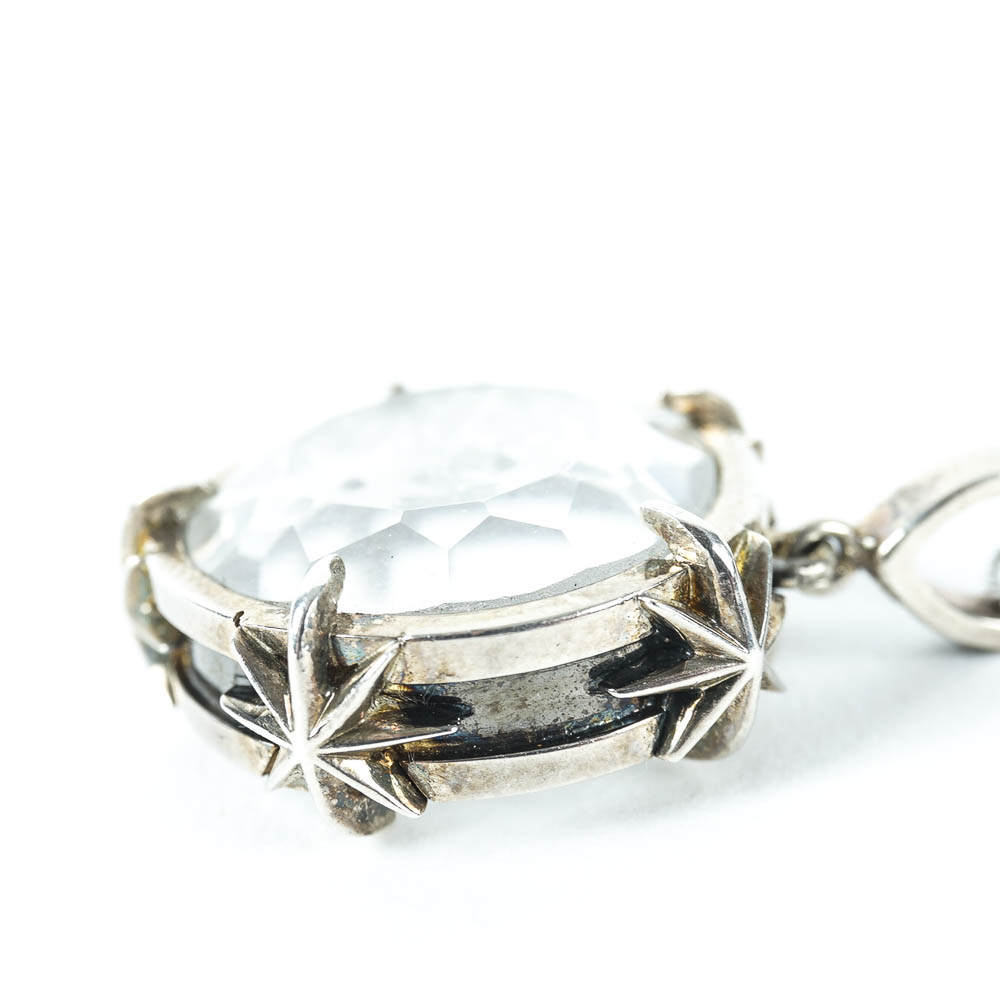 Sterling SIlver Starburst Pendant Necklace with Crystals