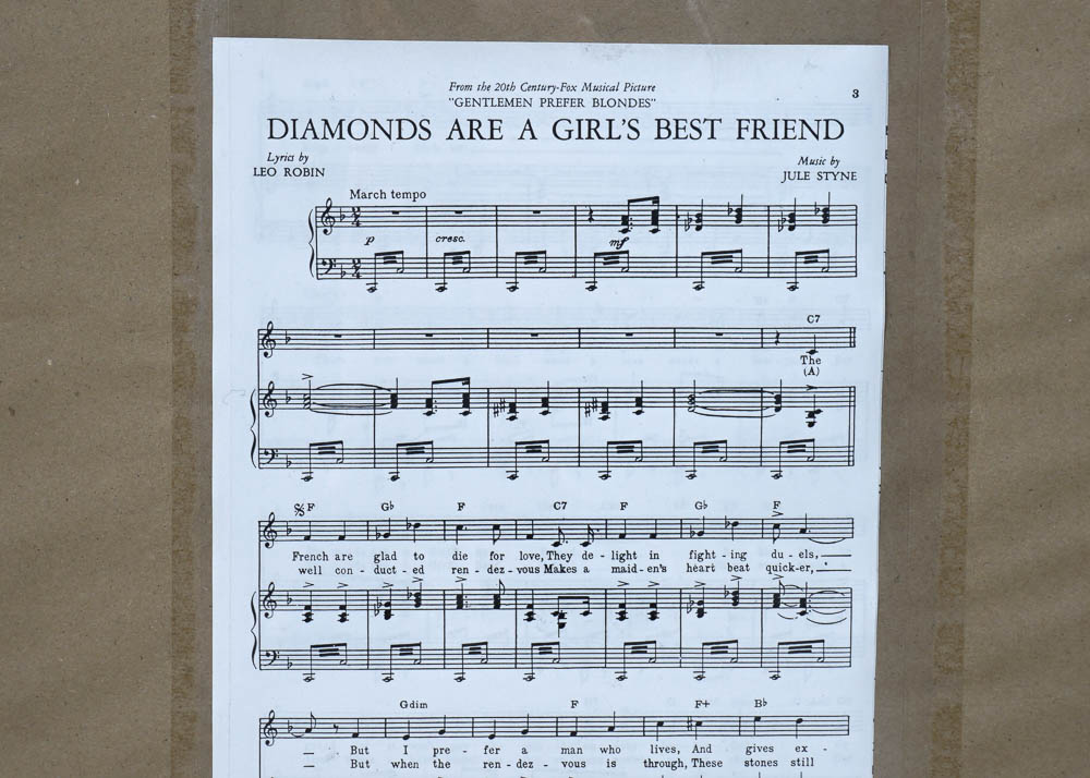 Vintage "Diamonds Are a Girl's Best Friend" Music Book Cover