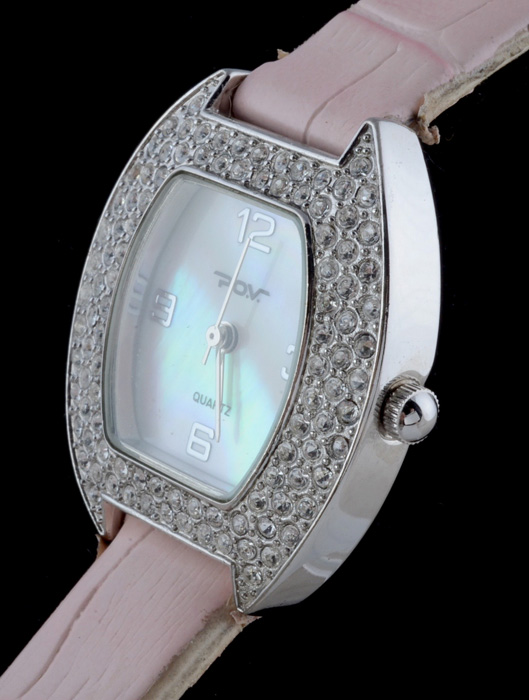 P.O.V. Quartz Watch With Pink Leather Band