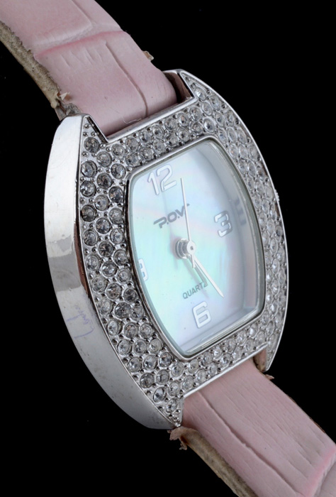 P.O.V. Quartz Watch With Pink Leather Band