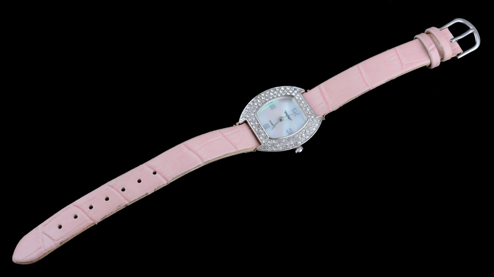 P.O.V. Quartz Watch With Pink Leather Band