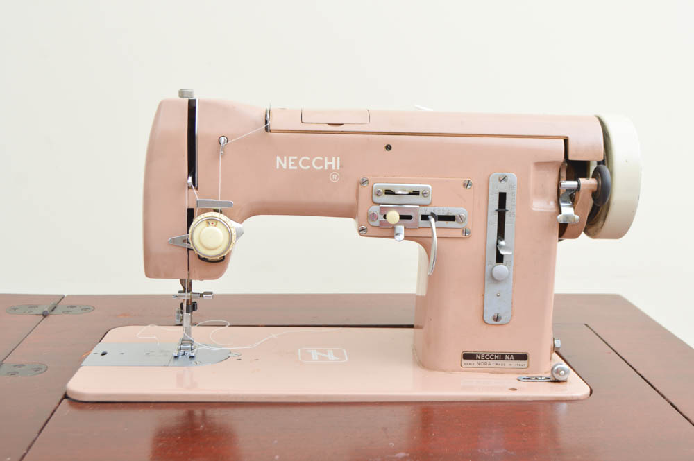 Cherry Sewing Table with Necchi Sewing Machine
