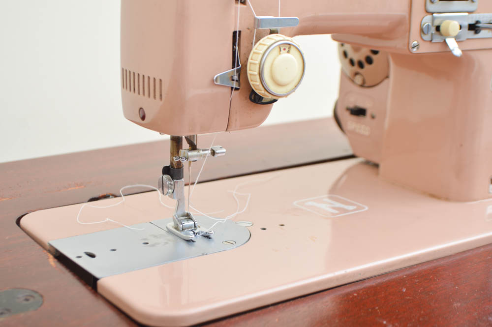 Cherry Sewing Table with Necchi Sewing Machine