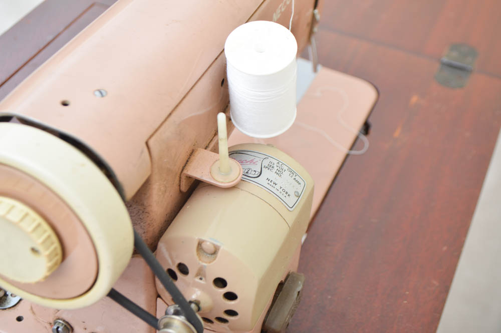 Cherry Sewing Table with Necchi Sewing Machine