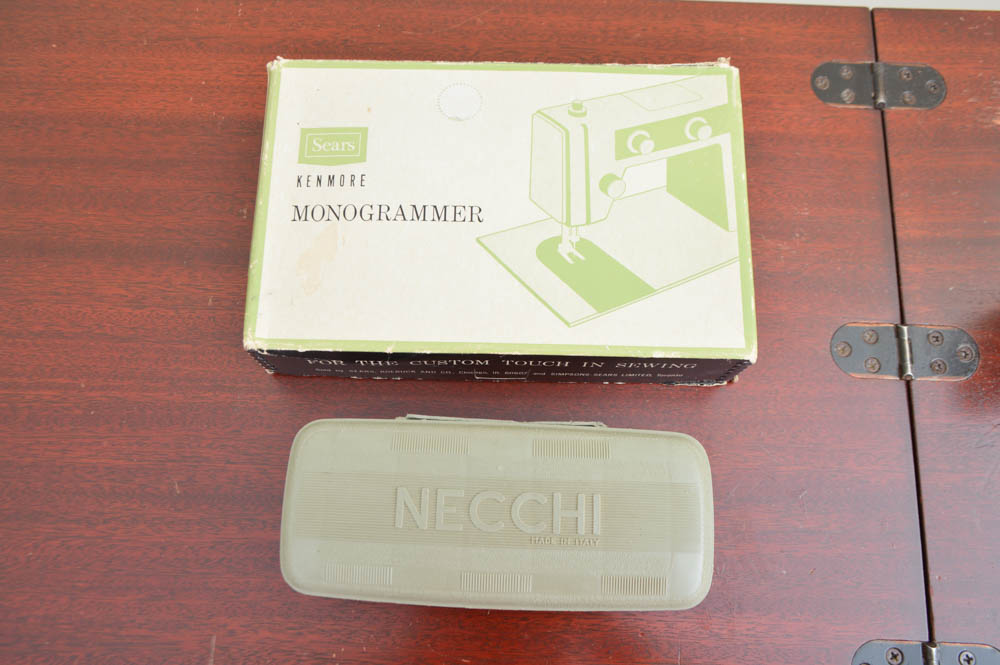 Cherry Sewing Table with Necchi Sewing Machine