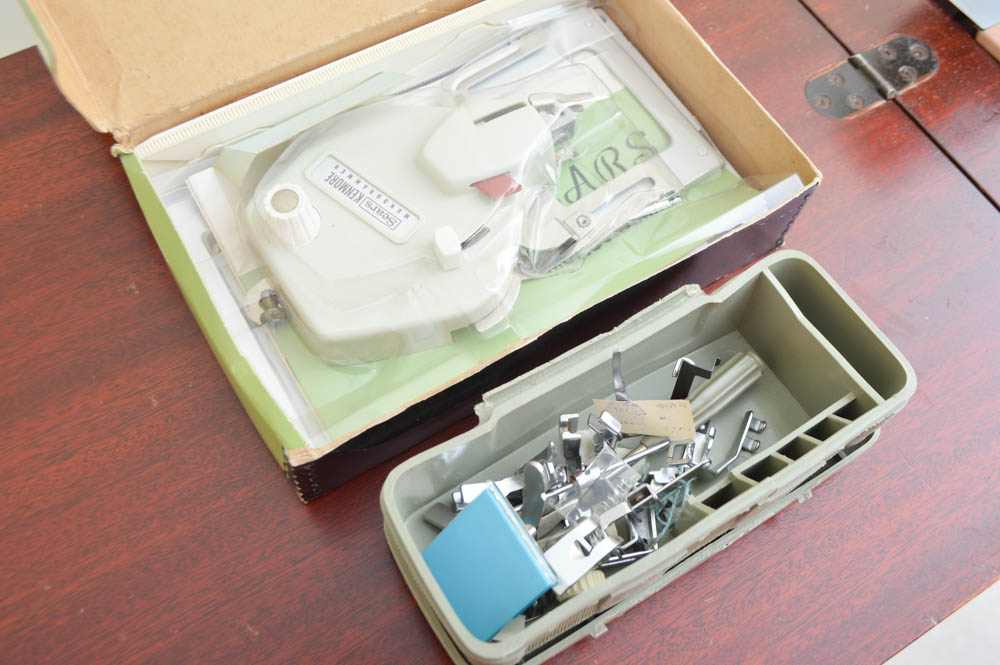 Cherry Sewing Table with Necchi Sewing Machine