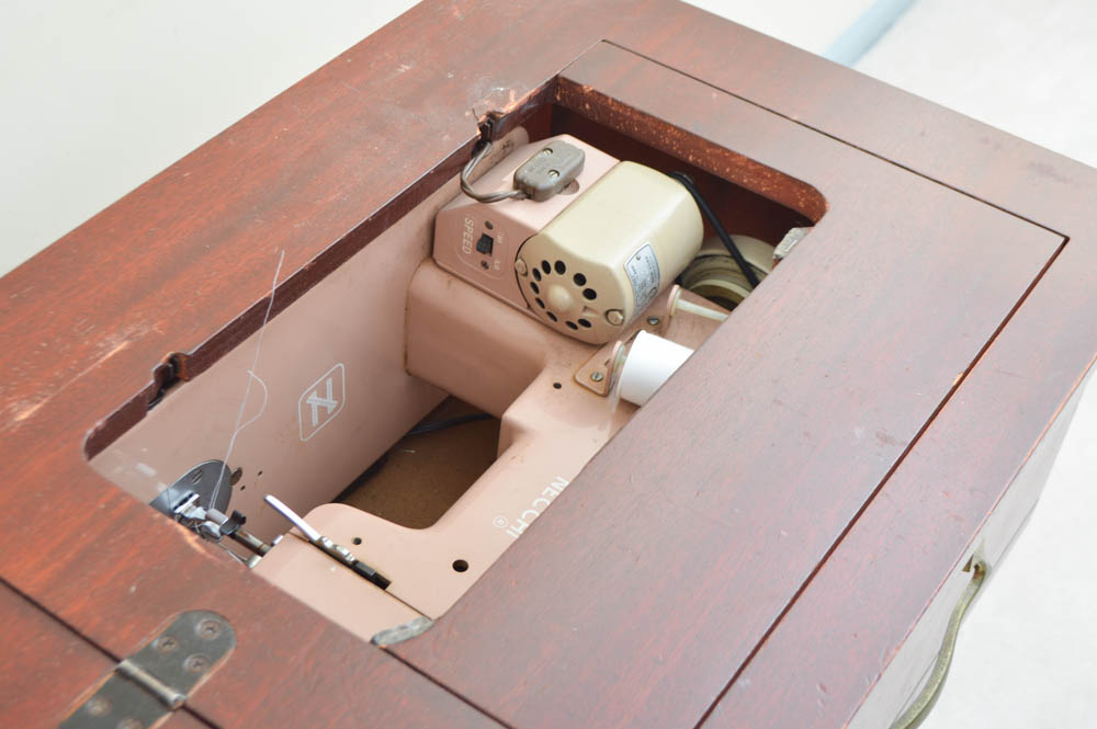 Cherry Sewing Table with Necchi Sewing Machine