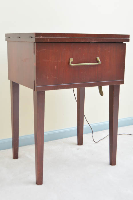 Cherry Sewing Table with Necchi Sewing Machine
