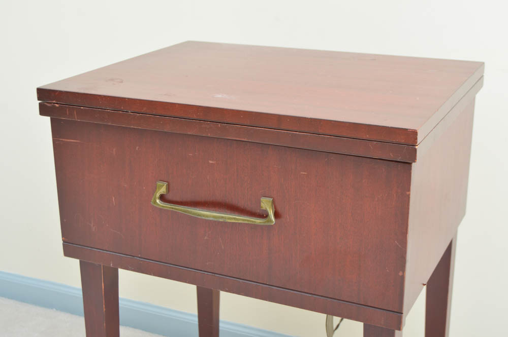 Cherry Sewing Table with Necchi Sewing Machine