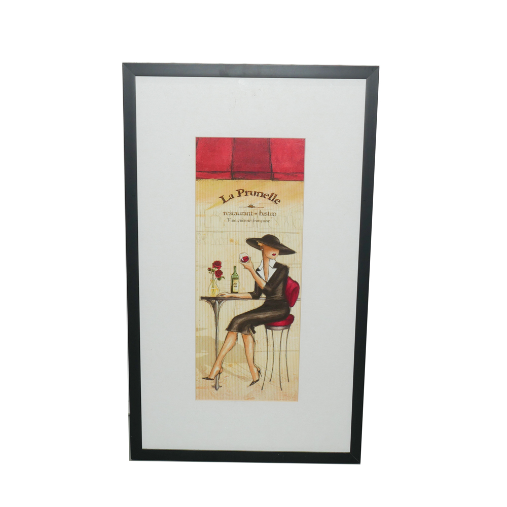 "La Pruinelle" French Restaurant Framed Offset Lithograph